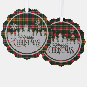 MacLaughlsn Old Modern Scottish Tartan Christmas Tree Decoration Card