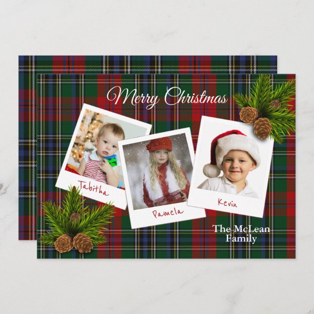 MacLean Clan Plaid Christmas Multi Photo Card (Front/Back)
