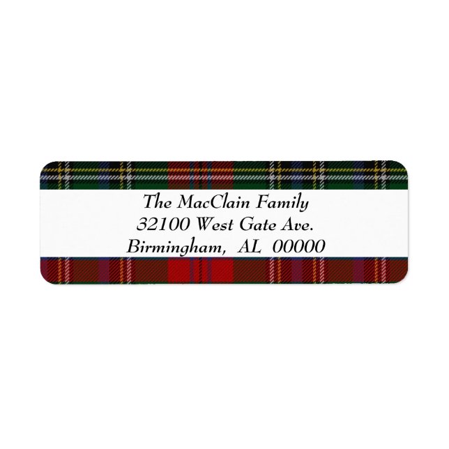 MacLean MacClain Tartan Plaid Return Label Return Address Label (Front)