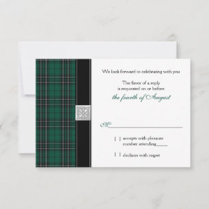 MacLean Modern Hunting Tartan Wedding RSVP Reply Card
