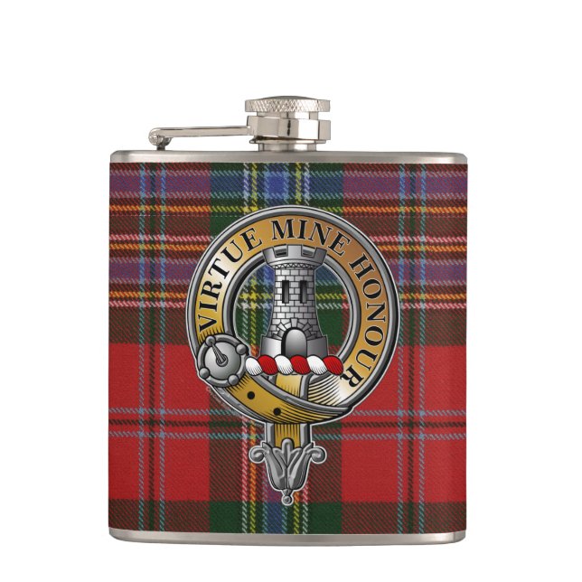 MacLean Tartan & Badge Hip Flask (Front)