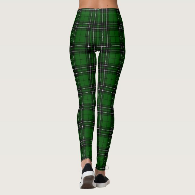 MacLean Tartan Green and Black Plaid Leggings (Back)