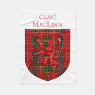 MacLean Tartan Scottish Plaid Lion Rampant Fleece Blanket