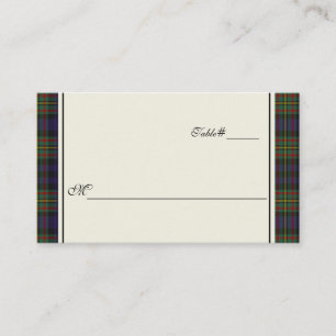 MacLellan Plaid wedding Reception Place Card