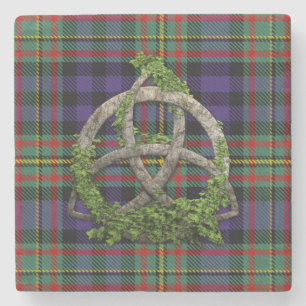 MacLellan Tartan And Celtic Trinity Knot Stone Coaster