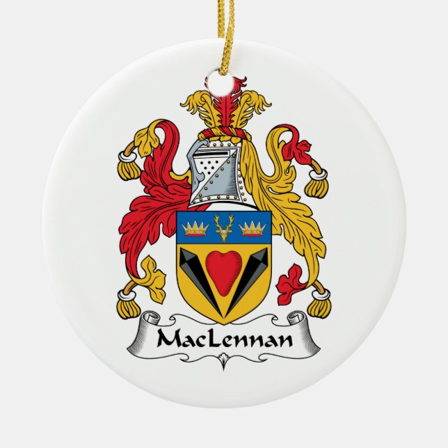 MacLennan Family Crest Ceramic Tree Decoration (Front)