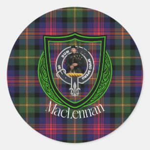 MacLennan Scottish Clan Tartan & Crest Classic Round Sticker
