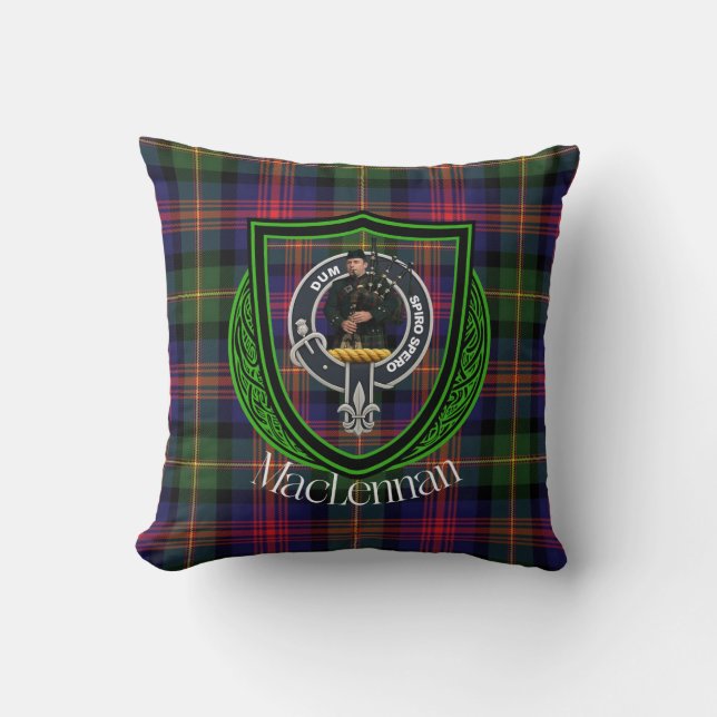 MacLennan Scottish Clan Tartan & Crest Cushion (Front)