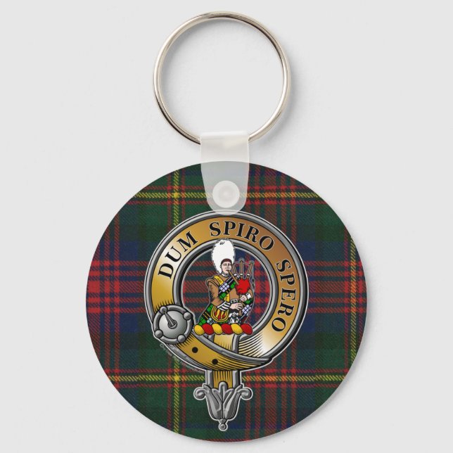 MacLennan Tartan & Badge Key Ring (Front)