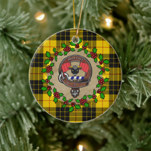 MacLeod Clan Badge & Tartan Personalised Christmas Ceramic Ornament