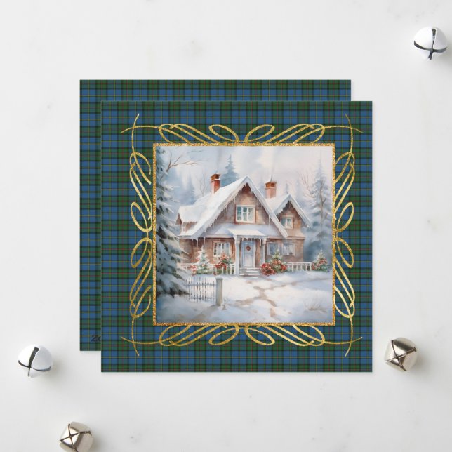 MacLeod Harris Ancient Scottish Tartan Christmas  Holiday Card (Front/Back In Situ)