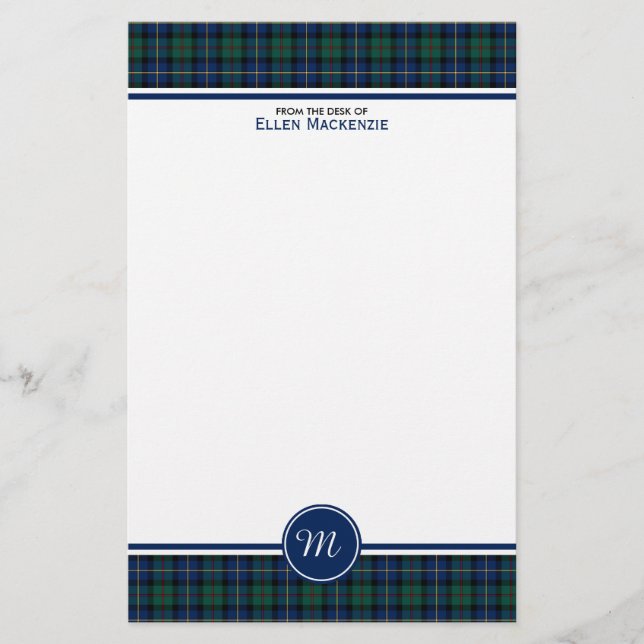 MacLeod of Skye Clan Tartan Monogram Stationery (Front)