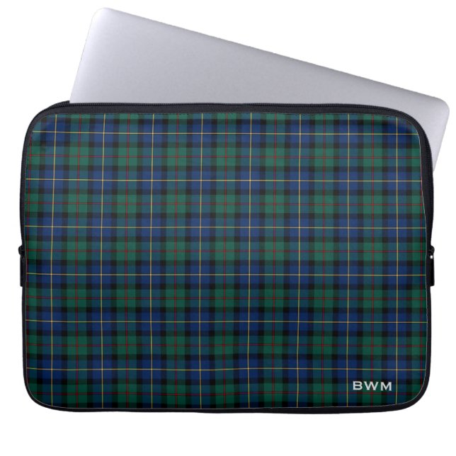 MacLeod of Skye Tartan Scottish Plaid Monogram Laptop Sleeve (Front)