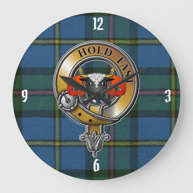 MacLeod Tartan & Badge Large Clock (Front)
