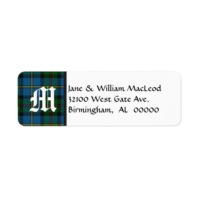 MacLeod Tartan Plaid Monogram Address Labels (Front)