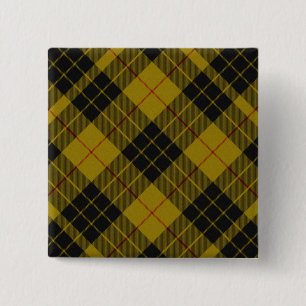 MacLeod tartan yellow black plaid 15 Cm Square Badge