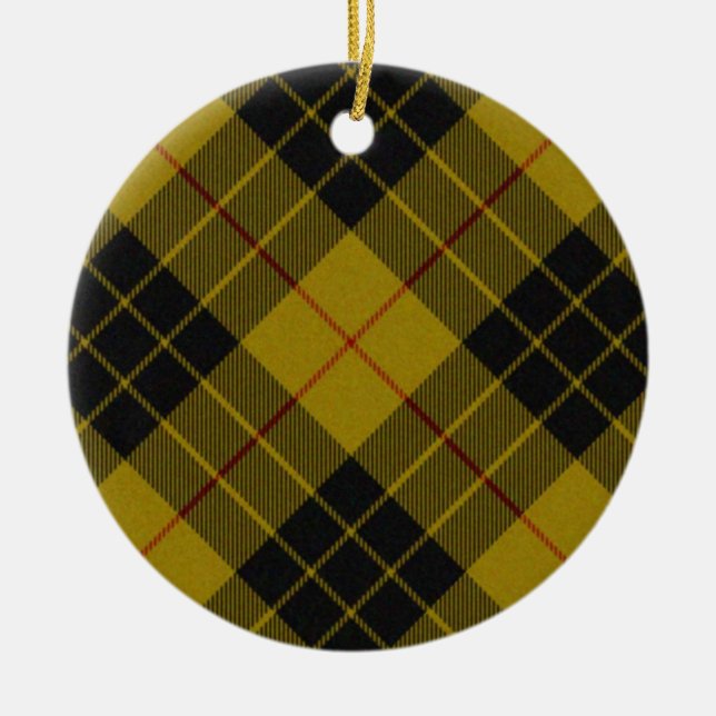 MacLeod tartan yellow black plaid Ceramic Ornament (Front)