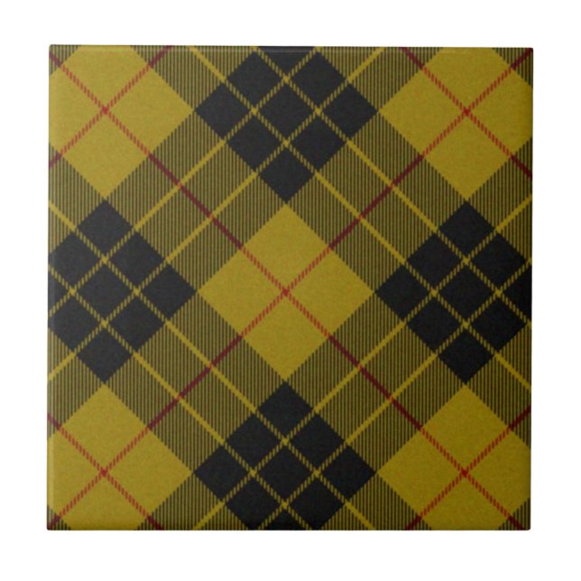 MacLeod tartan yellow black plaid Ceramic Tile (Front)