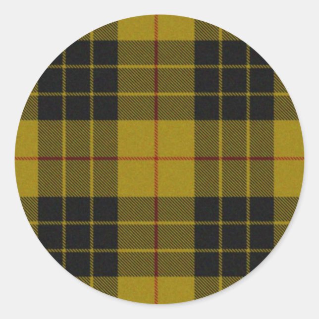 MacLeod tartan yellow black plaid Classic Round Sticker (Front)