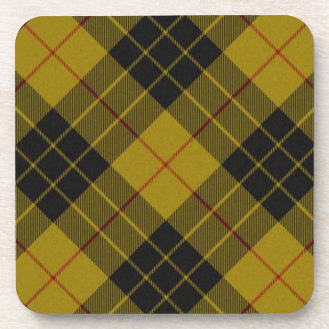 MacLeod tartan yellow black plaid Coaster (Front)