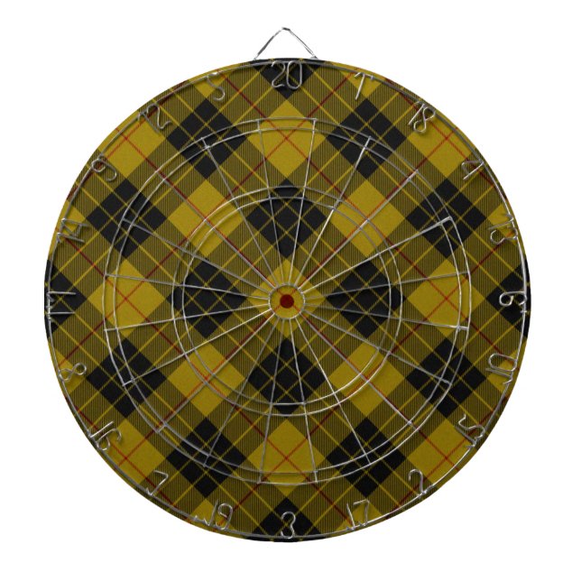 MacLeod tartan yellow black plaid Dartboard (Front)