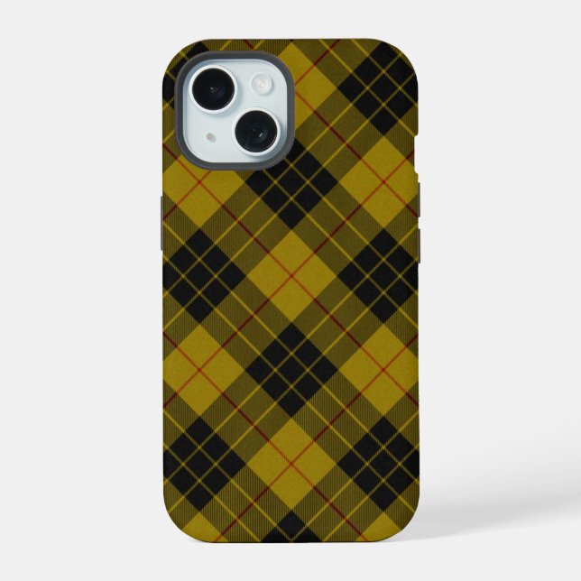 MacLeod tartan yellow black plaid iPhone 15 Case (Back)