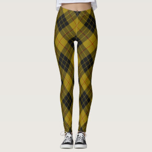 MacLeod tartan yellow black plaid Leggings