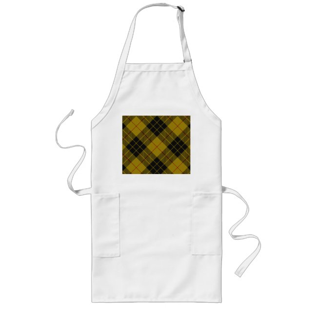 MacLeod tartan yellow black plaid Long Apron (Front)
