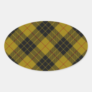 MacLeod tartan yellow black plaid Oval Sticker