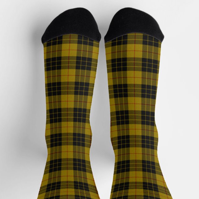 MacLeod tartan yellow black plaid Socks (Top)