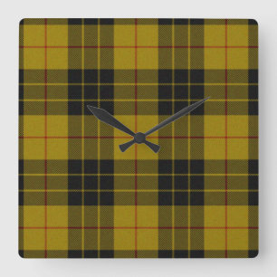 MacLeod tartan yellow black plaid Square Wall Clock