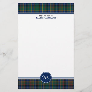 MacMillan Clan Hunting Tartan Monogram Stationery