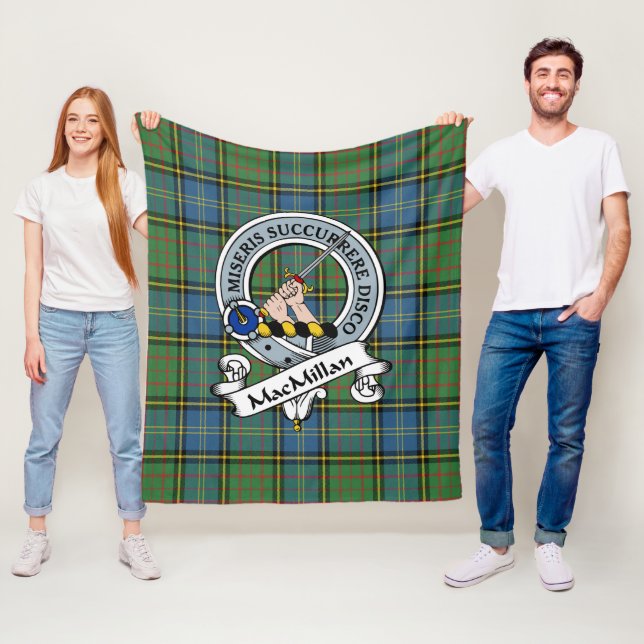 MacMillan Hunting Ancient Clan Badge Tartan Plaid Fleece Blanket (In Situ)
