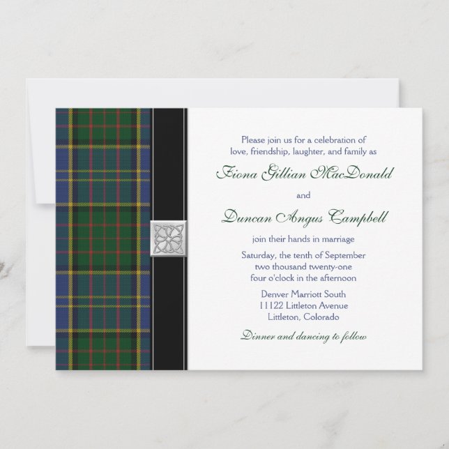 MacMillan Hunting Tartan Wedding Invitation (Front)