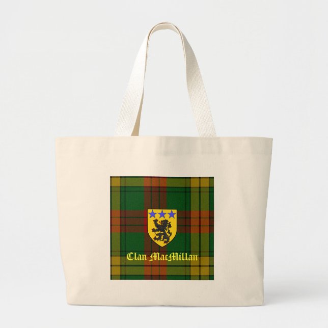 MacMillan Tartan Coat of Arms Large Tote Bag (Front)