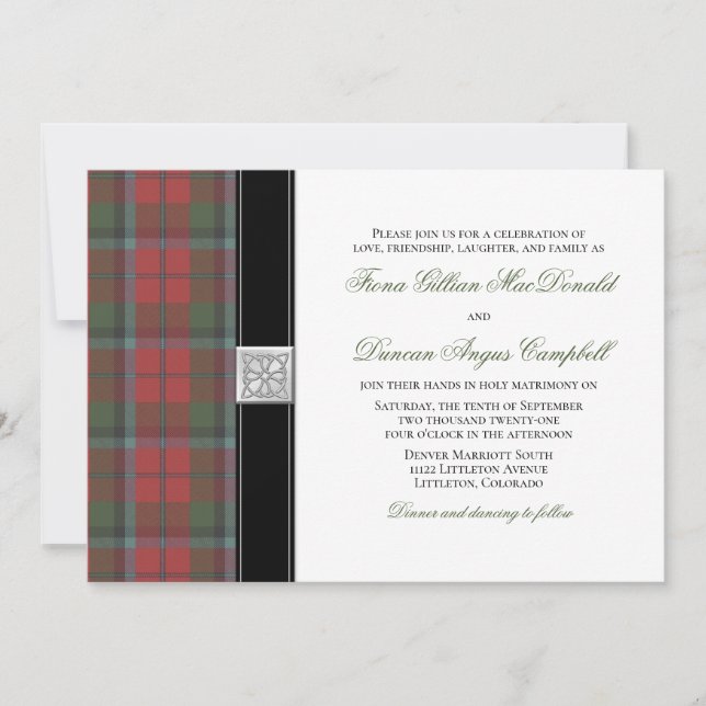 MacNaughton Weathered Tartan Wedding Invitation (Front)