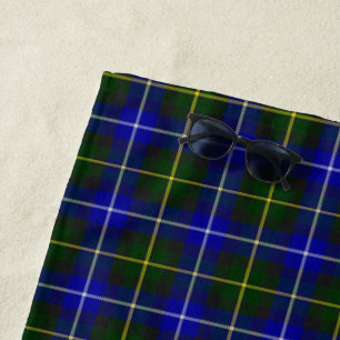 Macneil of Barra tartan blue green plaid Beach Towel