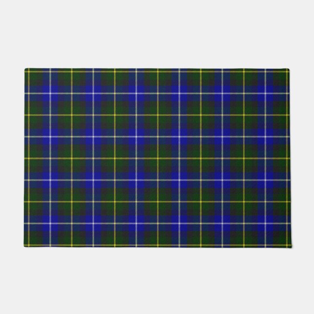 Macneil of Barra tartan blue green plaid Doormat (Front)