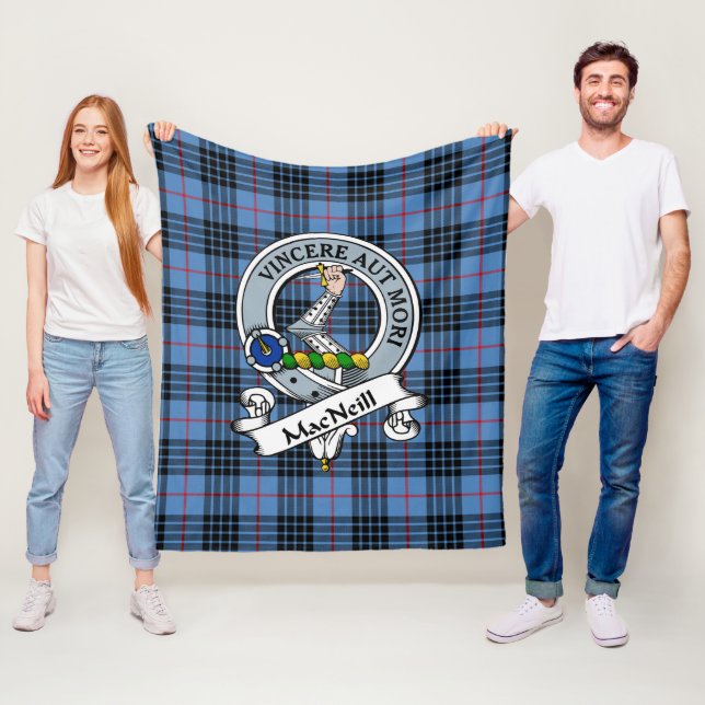 MacNeill Of Barra Clan Badge Tartan Plaid Fleece Blanket (In Situ)