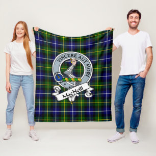 MacNeill Of Barra Modern Clan Badge Tartan Plaid Fleece Blanket