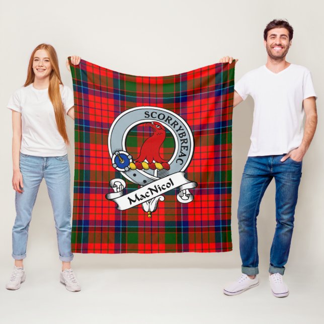 MacNicol Clan Badge Tartan Plaid Fleece Blanket (In Situ)