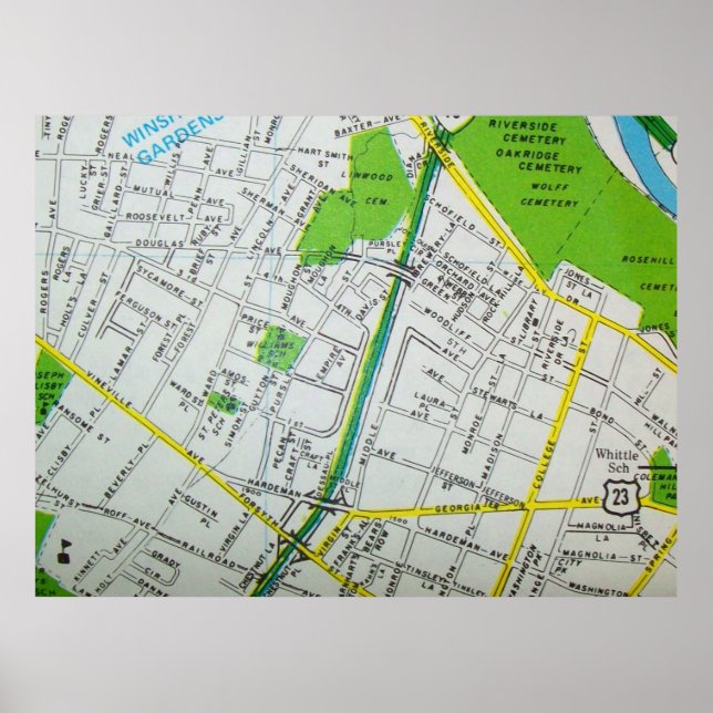 Macon, GA Vintage Map Poster (Front)