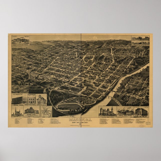 Macon Georgia 1887 Panoramic Map Poster (Front)