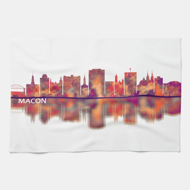 Macon Georgia Skyline Tea Towel (Horizontal)