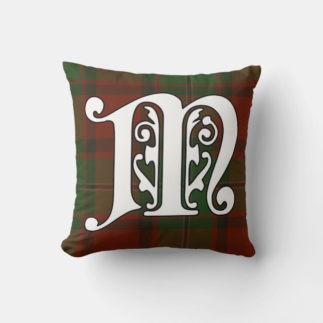 MacPhail Clan Tartan Monogram Cushion (Front)