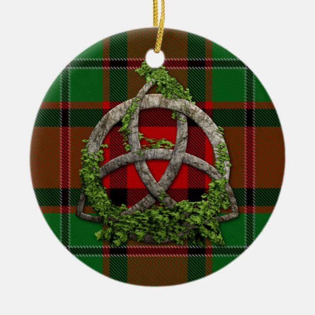 MacPhail Tartan And Celtic Trinity Knot Ceramic Ornament (Front)