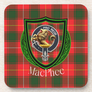 MacPhee Scottish Clan Tartan & Crest Coaster