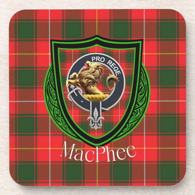 MacPhee Scottish Clan Tartan & Crest Coaster (Front)