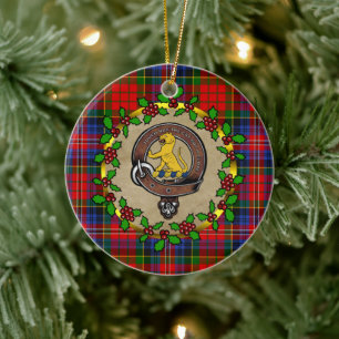 MacPherson  Badge & Tartan Personalised Christmas Ceramic Ornament