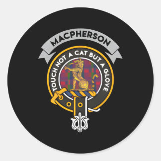 Macpherson Clan Badge Scottish Tan Classic Round Sticker